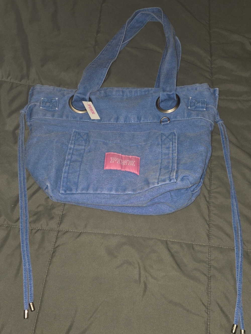 PINK Victoria's Secret Denim Shoulder Bag with Pink Logo Patch